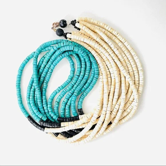 Vintage 1970s Muti Strand Multi-color Coconut Shell Beaded Necklace - Picture 4 of 13